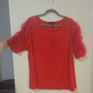 A Love Story Red Ruffle Sleeve Blouse